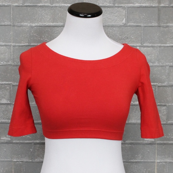 Urban Outfitters BDG Delaney Half-Sleeve Crop Red XS - Picture 3 of 7